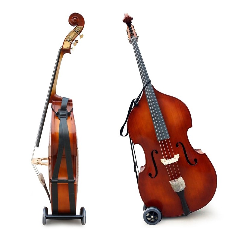 WUQIMUSC Upright Double Bass Cart with durable Wheel Straps Easy