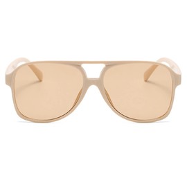 OSAGAMA Vintage Retro Sunglasses Yellow Tinted Glasses Oversized Oversize Sunglasses for Men and Women, beige