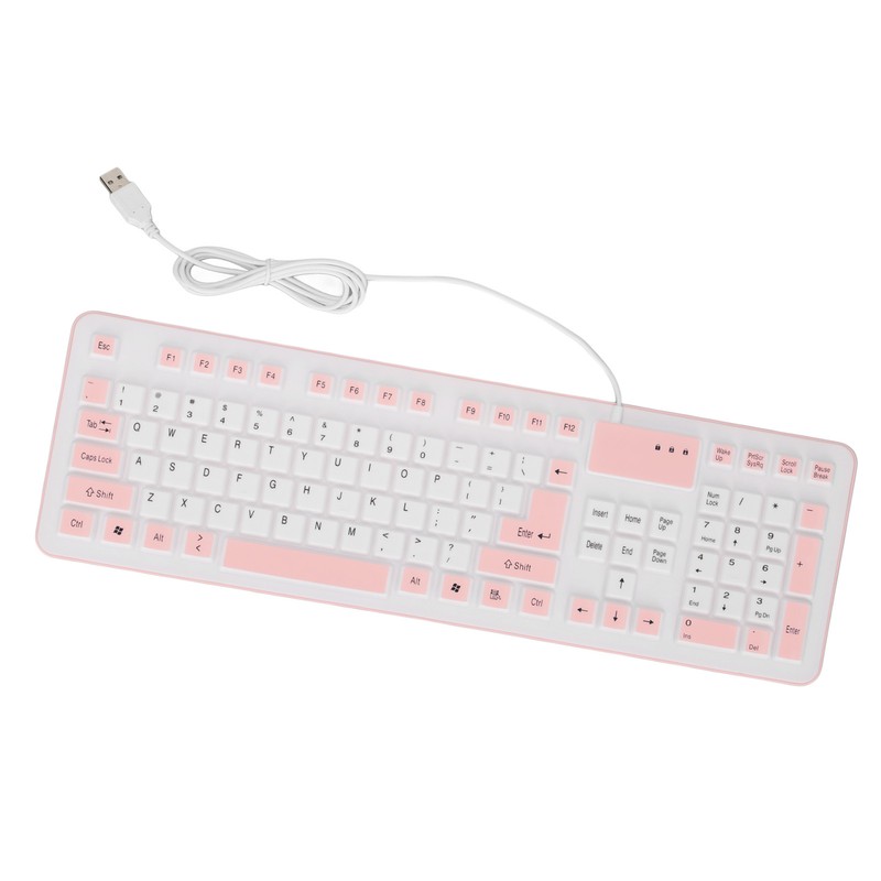 Foldable Silicone Keyboard 106 Keys Waterproof Dustproof Foldable USB Wired