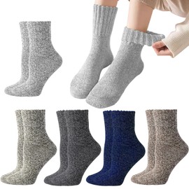 Calcetas Mujer Deportivos, 5 Pares, Punto de Estilo Clásico para Mujeres, Calcetas Gruesos, Cómodo y Transpirable,Termicos, Resistente al Desgaste, Buena Amortiguación