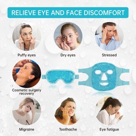 Warm and Cold for the Face, Reduces Swelling, Eliminates Dark Circles and Reduces Eye Bags, Relieves Headaches, Brightens Skin (Blue Face Mask+Eye Mask)