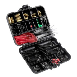 Fishing Hook Fishing Accessories Kit, 138-Piece Fishing Tackle Box Set with Swivel Snaps, Sinker Weights, Fishing Hooks, Fishing Line Beads