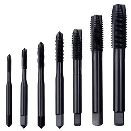 Wolfride Spiral Point Tap Set Metric and Standard Tap Drill Bit Set Threading Tool M3 M4 M5 M6 M8 M10 M12 (7Pcs)