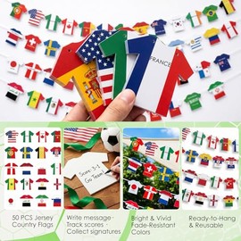 Bandera de fútbol de la Copa Mundial 2026, 50 banderines internacionales de cadena para decoraciones de copa mundial, guirnaldas, mercancías para fies