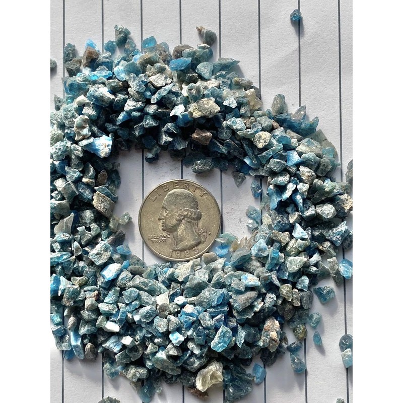 Blue Apatite - Medium Chips no Powder - 100% Blue
