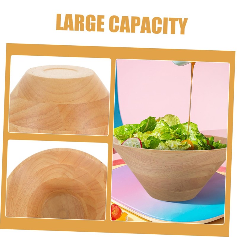 ABOOFAN Large Wooden Salad Bowl Design for Easy Mixing Pouring