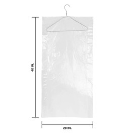 40 Inch Garment Bags | 80 Gauge Dry Cleaning Laundrette Bag for Suits, Dresses, Gowns, Coats, Uniforms, & More | Clear Polyethylene Clothes Cover Protector | 50 Count