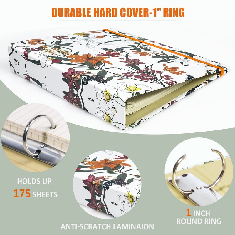 Mini 3 Ring Binder 5.5 x 8.5, 1 Inch Binder,