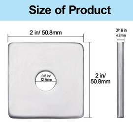 Squares Washer Galvanized Heavy Duty Plate Fastener Square Plate Washers, 1/2 X 2 X 2 X 3/16 inch, 50 Packs