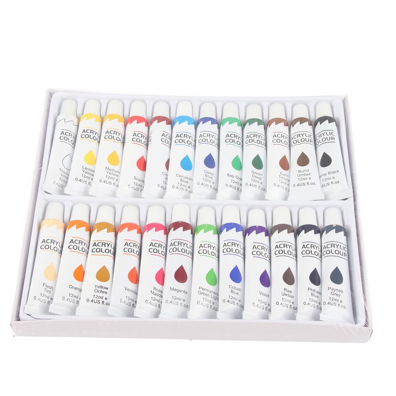 24 Colors 12ml Acrylic Pigment DIY Painting Drawing Accessory Colorful