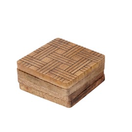 Set of 4 Wood Coasters - Natural Mango Wooden Coasters for Drinks, Beverages, Wine Glasses & Bar Glasses - Rustic & Durable Drink Coasters - Coaster Set for Home, Kitchen, Dining, Bar Decor