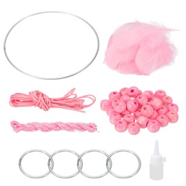 PATIKIL DIY Dream Catcher, Making Dream Catcher Supplies Handmade Dream Catcher Kit Feather Crystal Beads for Wall Hanging Ornament Decor Craft, Pink