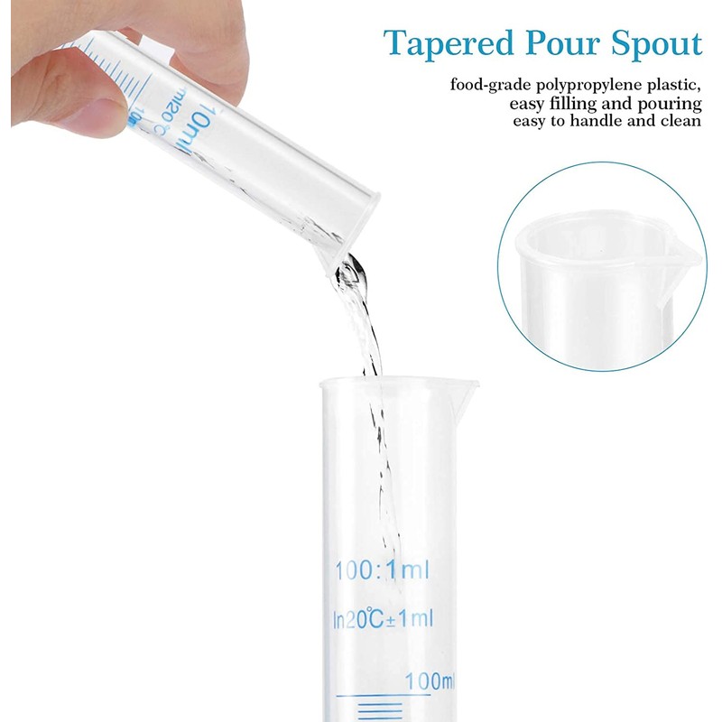 Plastic Graduated Cylinder,10ml, 25ml, 50ml, 100ml,Measuring Cylinder for Home and