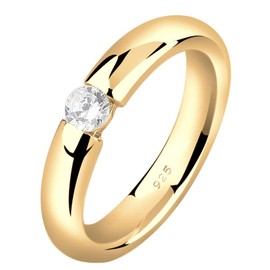 Nenalina Silbering 0603530419 Women's Engagement Ring Gold-Plated with 4 mm White Cubic Zirconia 925 Sterling Silver Colour Gold, 927 sterling silver, Cubic Zirconia