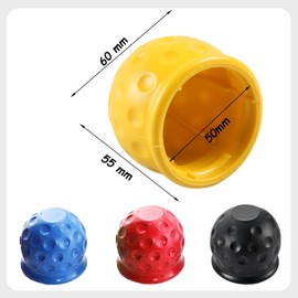 4Pcs Trailer Hitch Ball Cover, 50mm Rubber Tow Ball Cover, Towing Hitch Cover, Car Soft Ball Protect Tow Bar Ball, Case Hitch Ball Cover Cap for Trailer Car Truck RV, Black/Red/Yellow/Blue