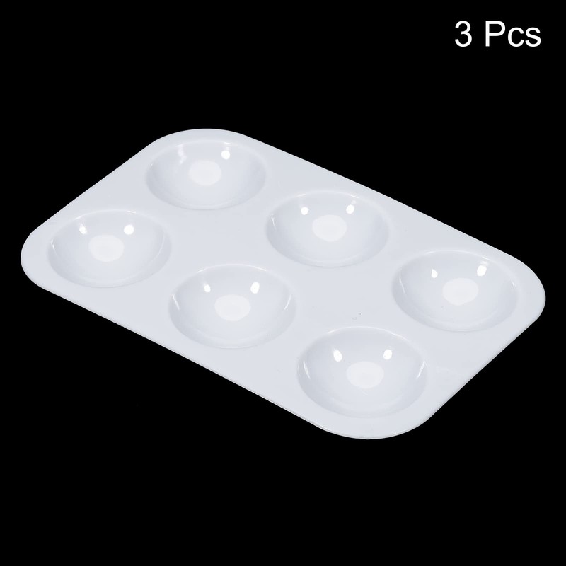 PATIKIL 6 Well Paint Tray Palette 3pcs Rectangle Plastic Painting
