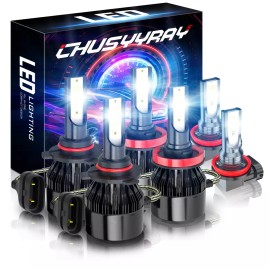 CHUSYYRAY For Jeep Grand Cherokee 2014-2018 Combo 6x 6000K LED Headlight + Fog Bulbs