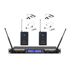 GTD Audio 2x100 Ch UHF Wireless Lavaliere Lapel Headset Microphone System 622L