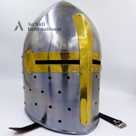 AnNafi® Medieval Knight Sugarloaf Armor Helmet Reenactment Helmet | Cosplay Sca (Helmet)
