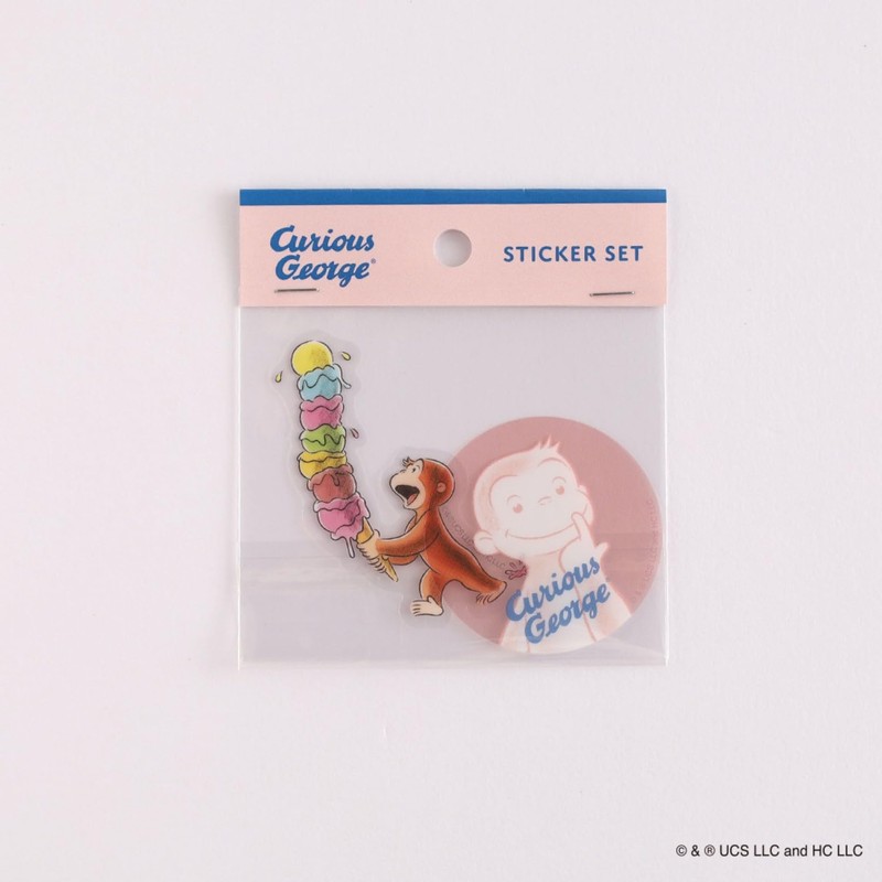 Overglad Curious George Sticker Clear Sticker Set ice cream CGG-010