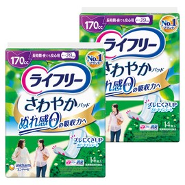 [Bulk Purchase] LifeFree Refreshing Pads for Long Times and Nights, 28 Sheets (14 Sheets x 2) [For Those Worried About Urinary Spills]