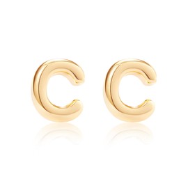 MUMREUES Gold Earrings for Women Trendy 14K Gold Initial C Letter Stud Earrings Simple Small Minimalist Dainty Cute Hypoallergenic Earrings Jewelry Gifts