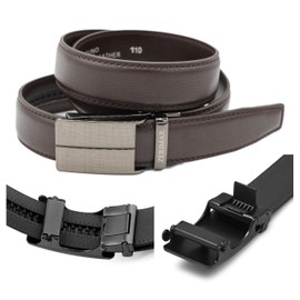 Zerimar, Herrengürtel aus echtem Rindsleder, Automatik- und verstellbare Ratschenschnalle, Breite 31mm, Hosenzubehör, Größe 120, Farbe: Braun