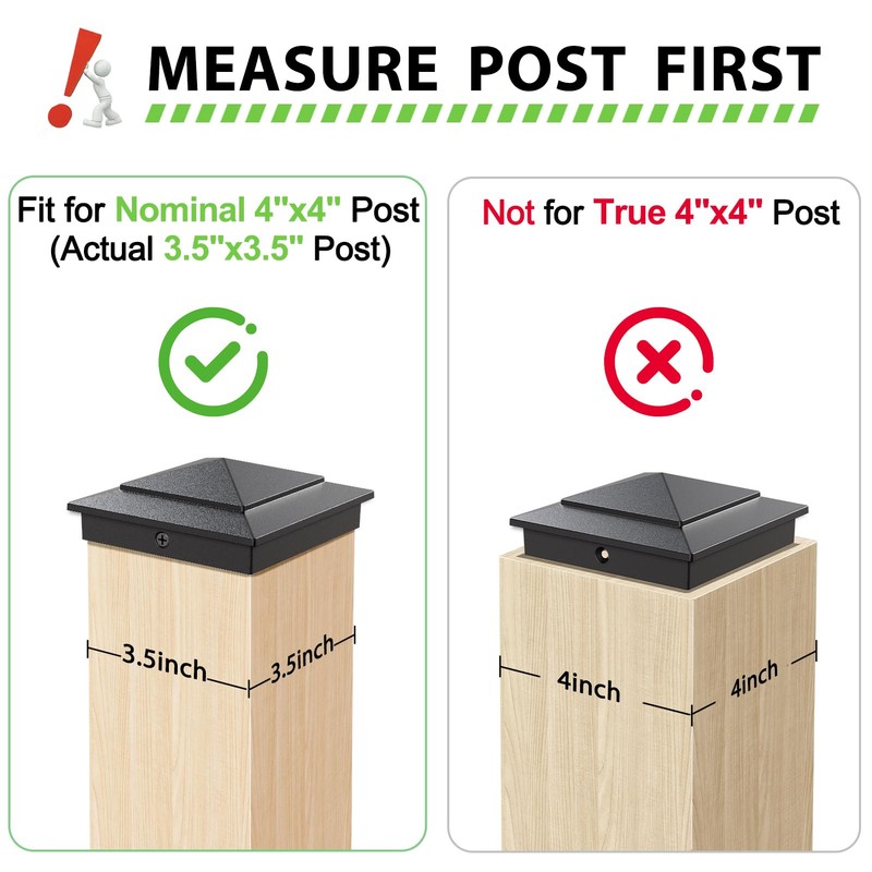 16 Pack Pyramid Aluminum Post Caps for 4x4 Wood Posts