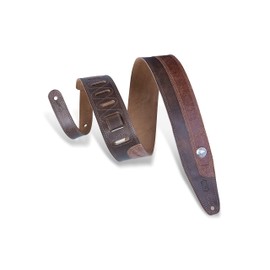 Levy's Leathers 2.5" Veg-Tan Leather Guitar Strap with Ladder Style Height Adjustment; Two Tone Dark Brown with Buffalo Coin Design (PMD4BU-DBR)