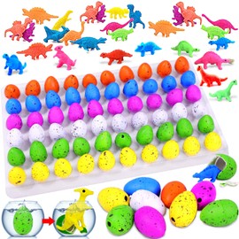 60 Pcs Hatching Dinosaur Eggs Party Favors for Kids Toddlers, Novelty Grow in Water Dino Eggs with Toys Inside Birthday Gifts Goodie Bag Stuffers, Treasure Box Prize for Classroom, Pinata Fillers