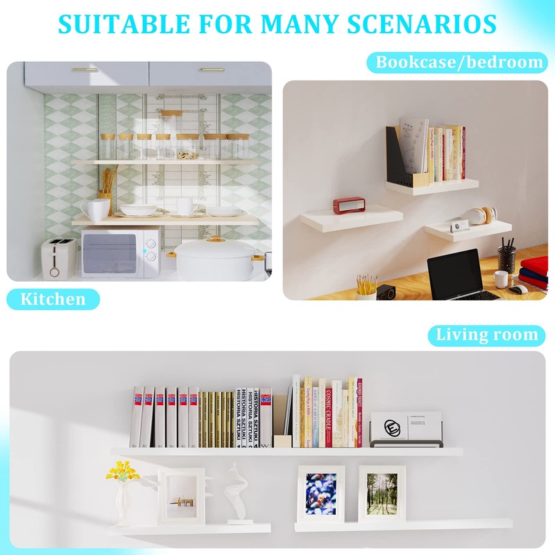 M MIMHOOY 8 Pcs 4 inch Floating Shelf Bracket, Solid