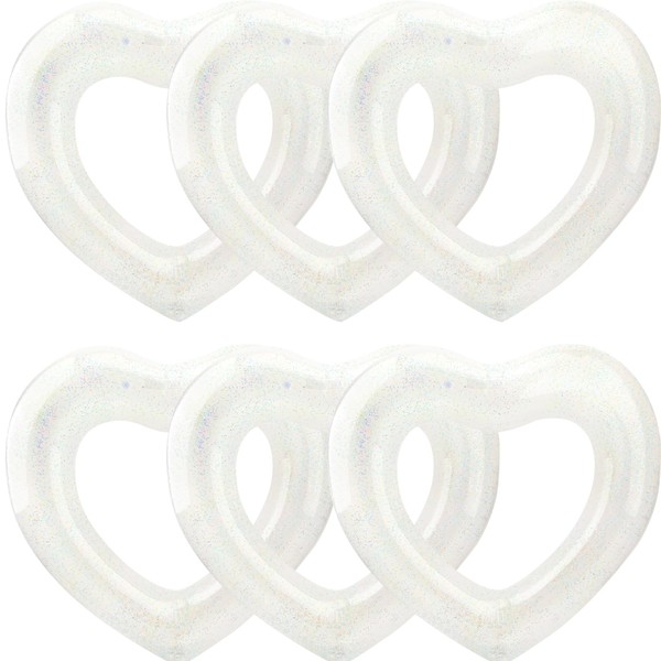 Feradny 6 Pack Large Glitter Heart Pool Float 43 Inch