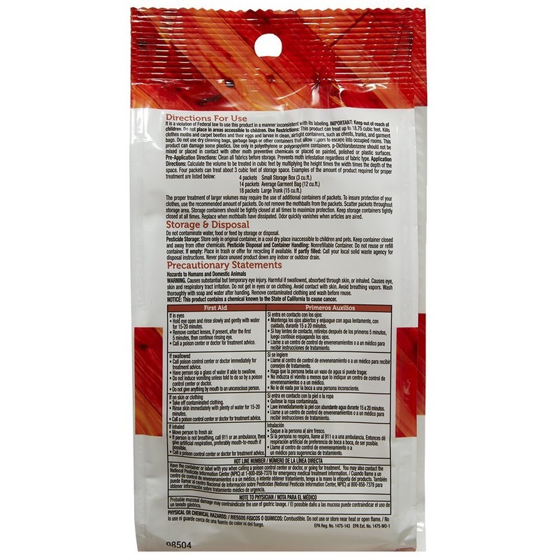 Enoz Moth-Tek Packets Cedar Scent - 6 oz. Bag (Case