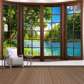 WANLIAN Forest Tapestry,Scenery Wall Tapestry,Mountain Tapestry,for Home Office Dorm Indoor and Outdoor Decoration Large Size 59(W) x59(L) Inch (GTCH(20))