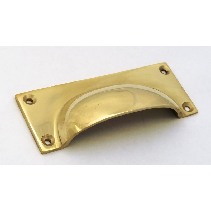 Solid Brass Rectangular Drawer Pull/Cupboard Door Handle (10cm)