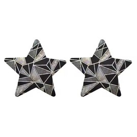 Future Wear Pair Of Geometric Nipple Pasties Raunchy Sexy Cover Breast Silver (2 Count)