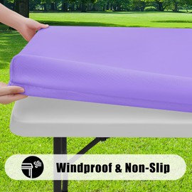 Smiry - Juego de 2 manteles rectangulares para pícnic, impermeables, elásticos, lavables de poliéster rectangular, para camping, interior y exterior (lavanda, 30 x 72 pulgadas)