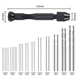 FRIUSATE 26 Piece Hand Drill, Mini Drill Pin Vise Hand Drill with 25 Twist Drills (0.5-3.0 mm), Hand Drill Bit Set for Hand Drill, Metal, Wood, Jewellery, Model Making, DIY Drilling