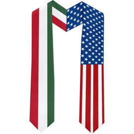 2025 Hungary Flag and USA Flag Graduation Stole Graduation Sash Class of 2025 Graduation Scarf for International Student (Baccalaureate Gown and Hat Not Included)