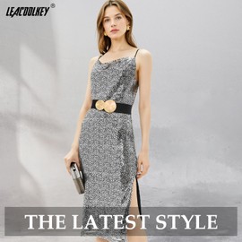 LEACOOLKEY Breiter elastischer Damengürtel mit goldener Schnalle Vintage für Kleidung Mäntel Gürtel Gold Retro Stil, Schwarz , 80cm(Misura vita 81cm-90cm)