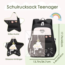 Clufar School Backpack Teenager Girls for School Travel Backpack School Women Waterproof Daypacks School Bag Boys School Bag Backpack School Bag Large for Causal Wrok, black