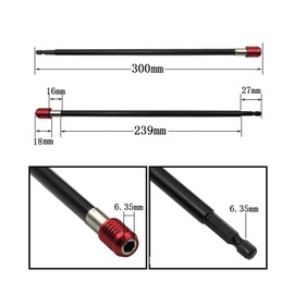 Folpus 3x Drill Extension Bit Holder 1/4inch Hex Bit Holder Self Locking 300mm Length Quick Release Drill Screwdriver Bit Holder
