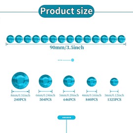 3555Pcs Gem Stickers Rhinestones for Crafts, Self Adhesive Jewels Stickers, Acrylic Gems DIY Craft Decorative Diamond Stickers, Small Stickers for Kids 5 Sizes 3/4/5/6/8 mm(Aqua Blue)