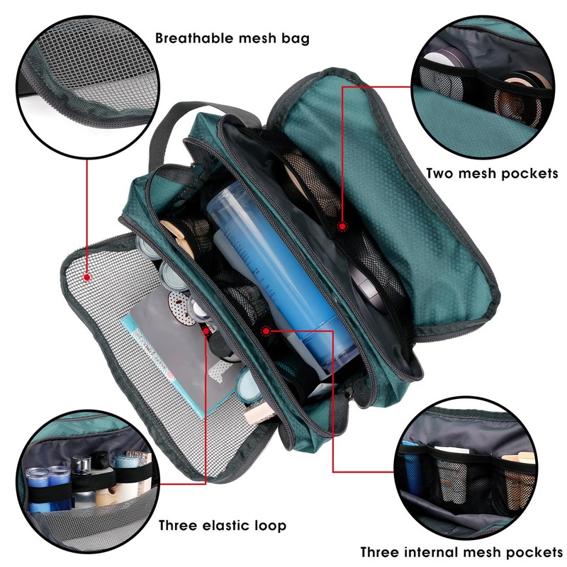Small Nylon Toiletry Kit Bag, Lightweight Shaving Bag for Men