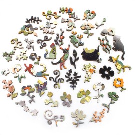 Wooden Jigsaw Puzzle - Gustav in The Garden - Wooden Black Cat Puzzle - 477 Pieces - Made in The USA by Nautilus Puzzles for Cat Lover