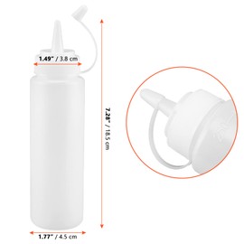 SINJEUN 20 Pack Squeeze Bottles with Caps, 250ml/8.8oz Plastic Sauce Bottle with Labels, Squeeze Condiment Bottles Squeezy Sauce Bottles for Ketchup, Oil, Icing, Translucent White