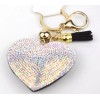 Heart Rhinestone Keychain with Black Tassel Hooks to Handbag Llavero