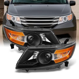 AKKON - For 2011-2017 Honda Odyssey Black Housing Halogen Left + Right Head Lights Head Lamps Assembly Set Pair