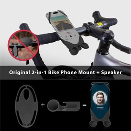 BONE Bike Tie Speaker. Sound-Amplified Bike Phone Mount Without Extra Speaker or Device, Less Electronic Contact, Healthier Ears for Kids & Adults, Bicycle Phone Holder for Most Smartphones (Gray)
