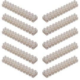 GTSE 10 Pack of 12 Way 5 Amp Electrical Connector Block, 115mm Length, White Terminal Block Electrical Connector Strips
